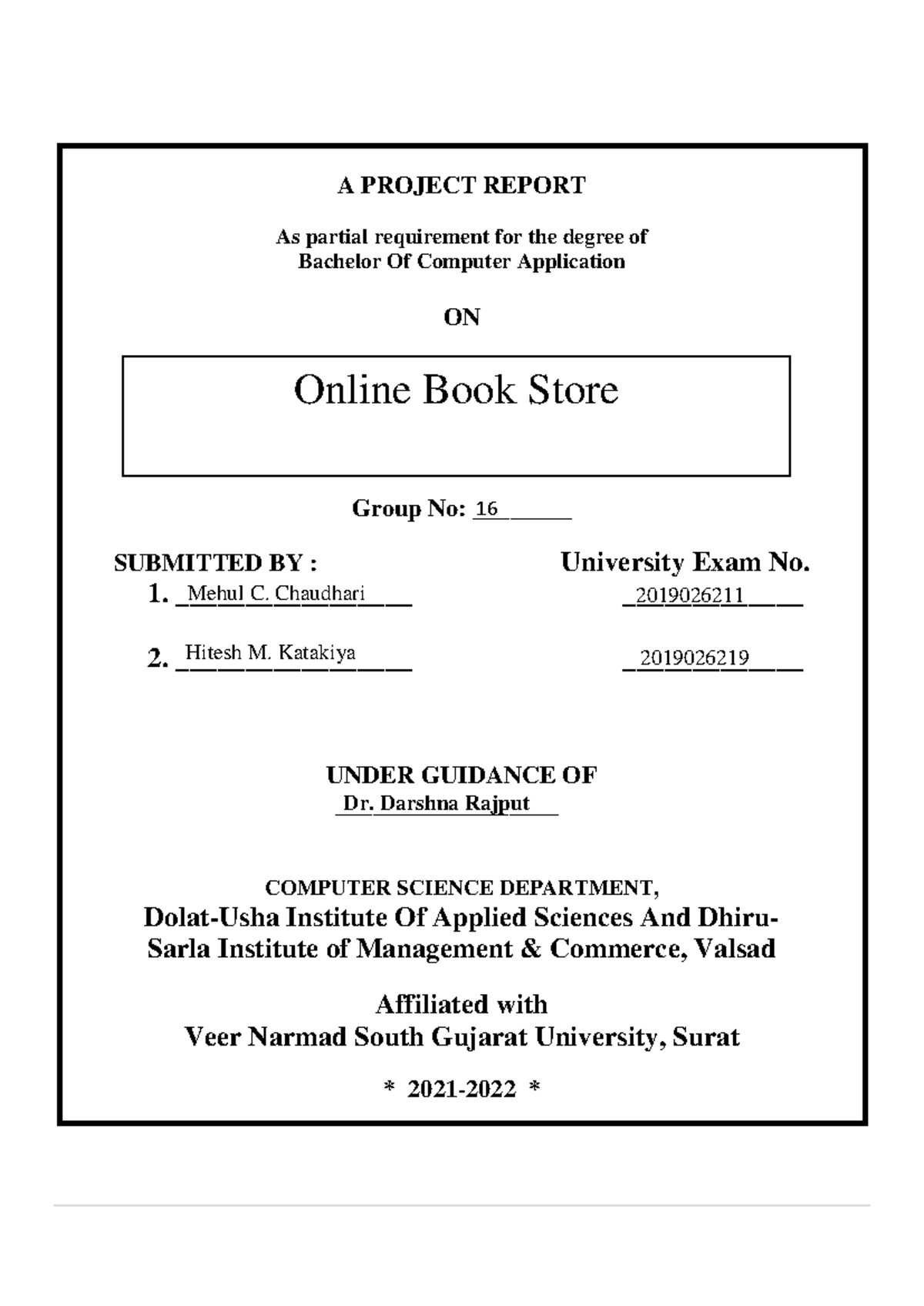 Online book Store 2 - help to students. - A PROJECT REPORT As partial ...
