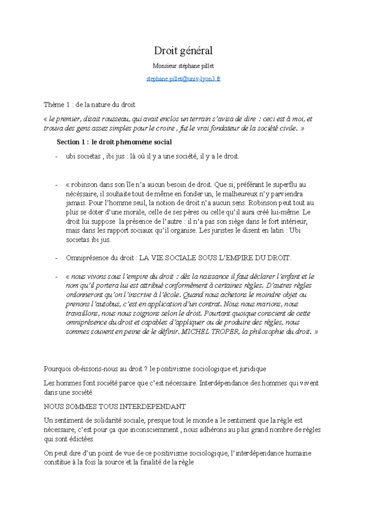 Droit Général - Thèmes et Concepts Fondamentaux du Droit - Studocu