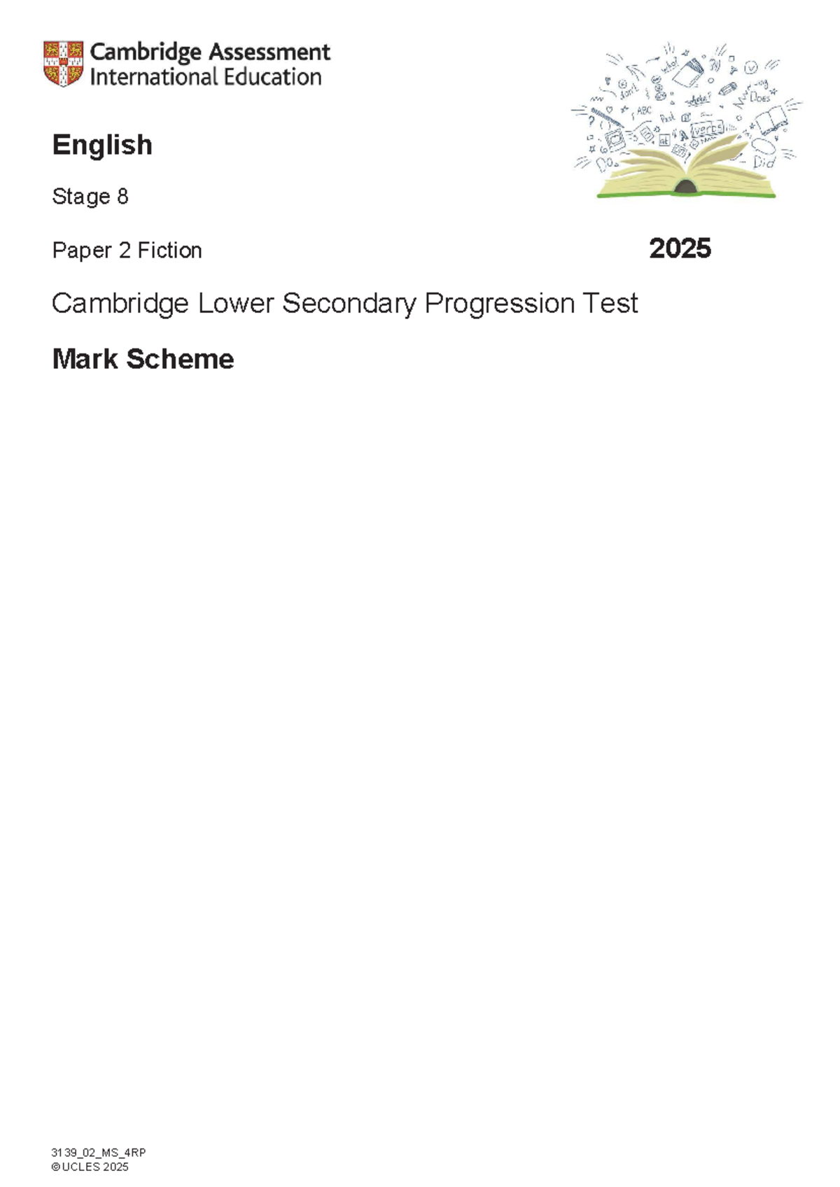 English Stage 8 Progression Test Paper 2 Mark Scheme (2025) - Studocu