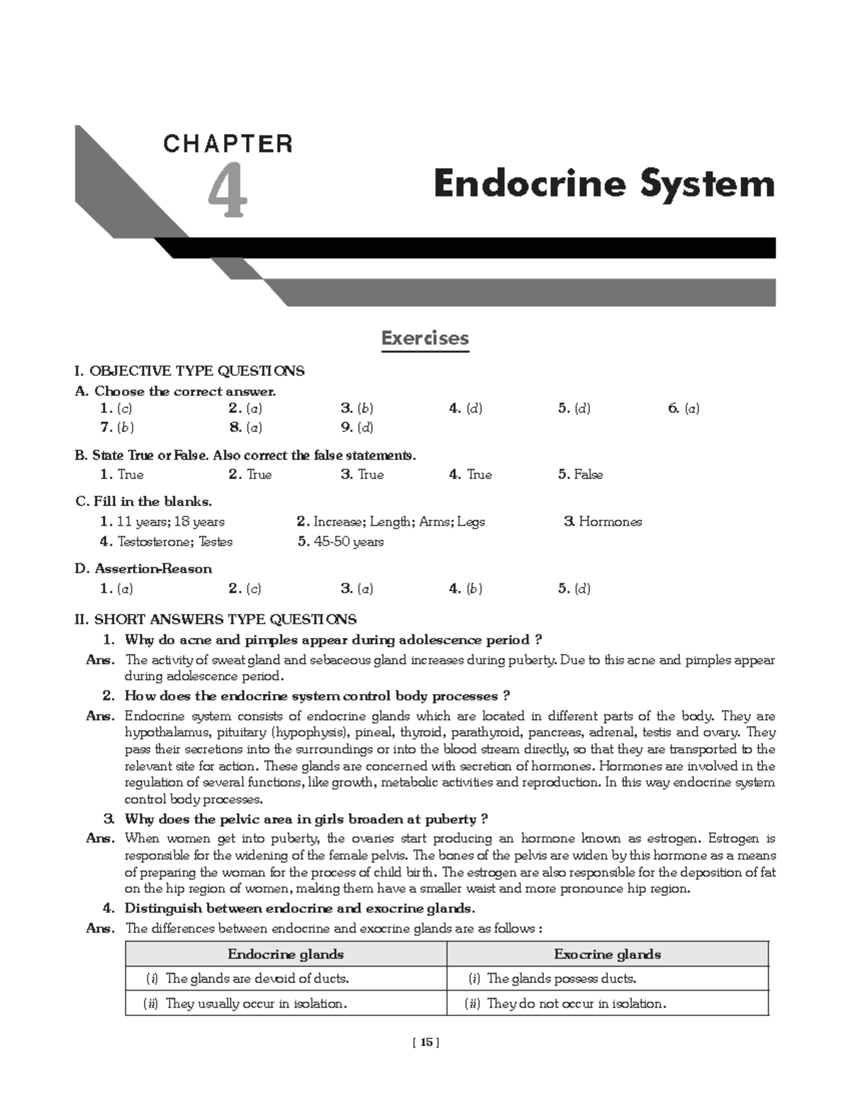 CHAPTER 4 Endocrine System Exercises - Objective & Short Answers - Studocu