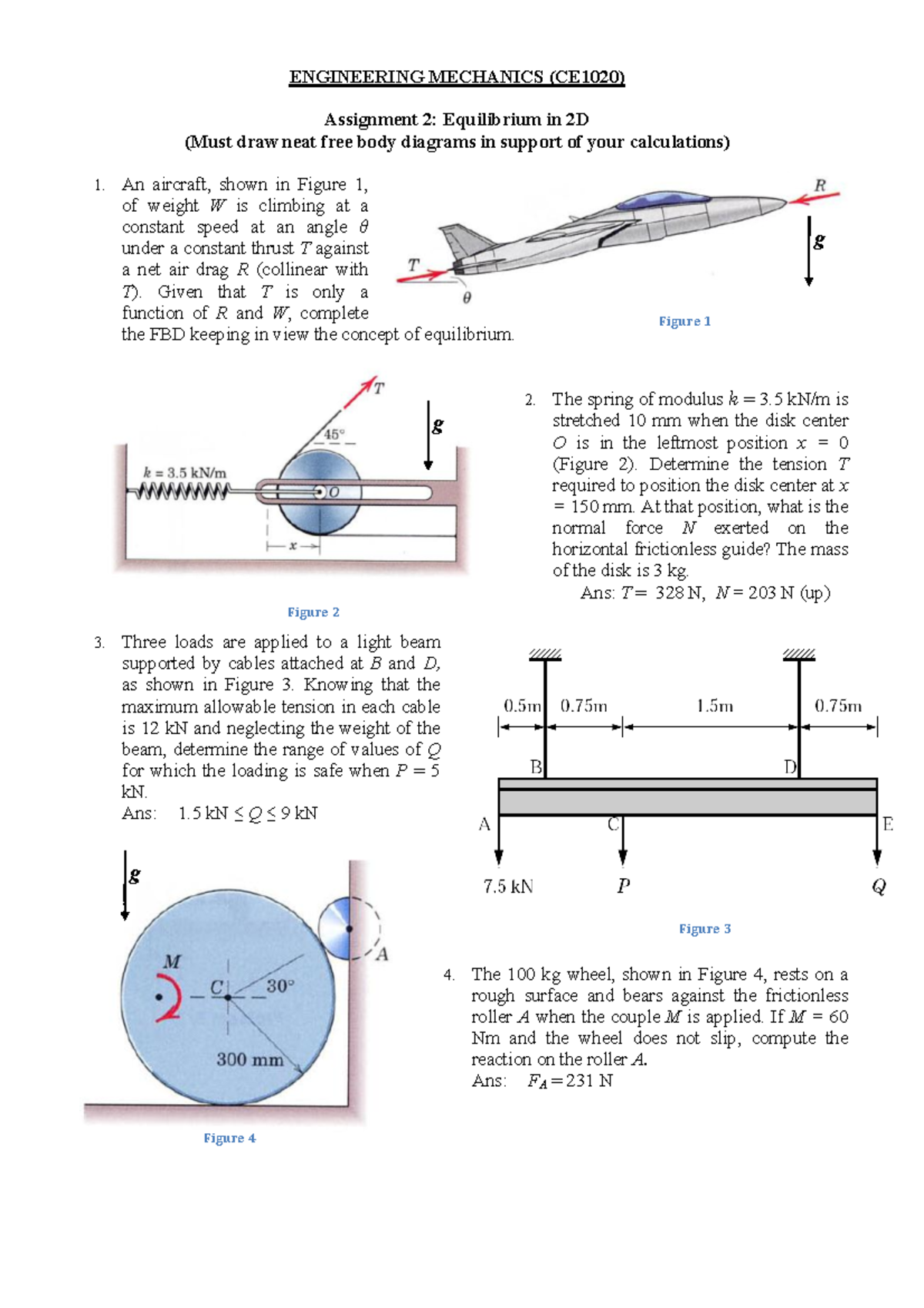 CE1020 Assignment 2: Equilibrium Problems and Solutions - Studocu