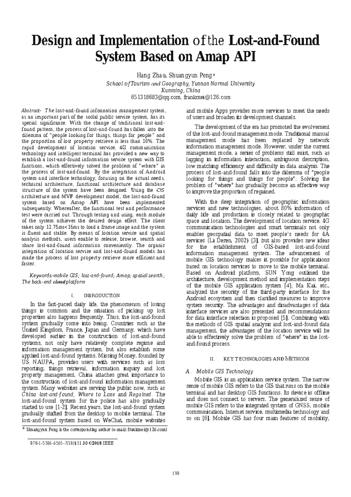 Design and Implementation of a Lost and Found System Using Amap API ...
