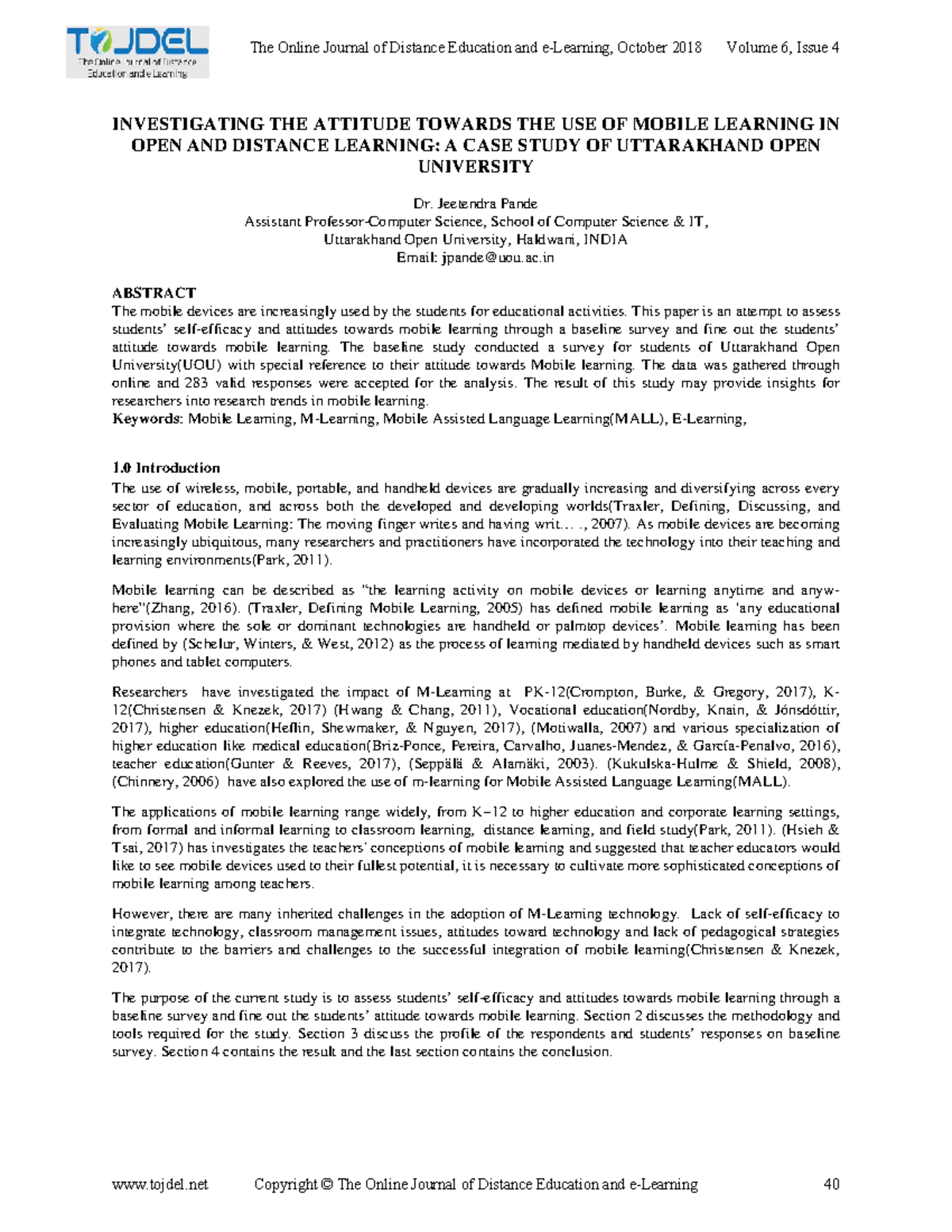 Investigating Attitudes Towards Mobile Learning in Open & Distance ...