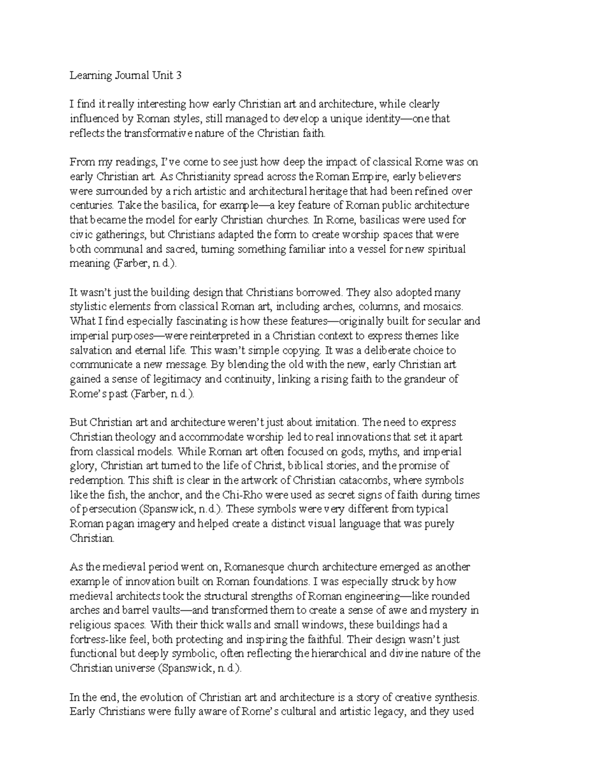 Ahist 1401 01 Learning Journal: Early Christian Art & Architecture ...