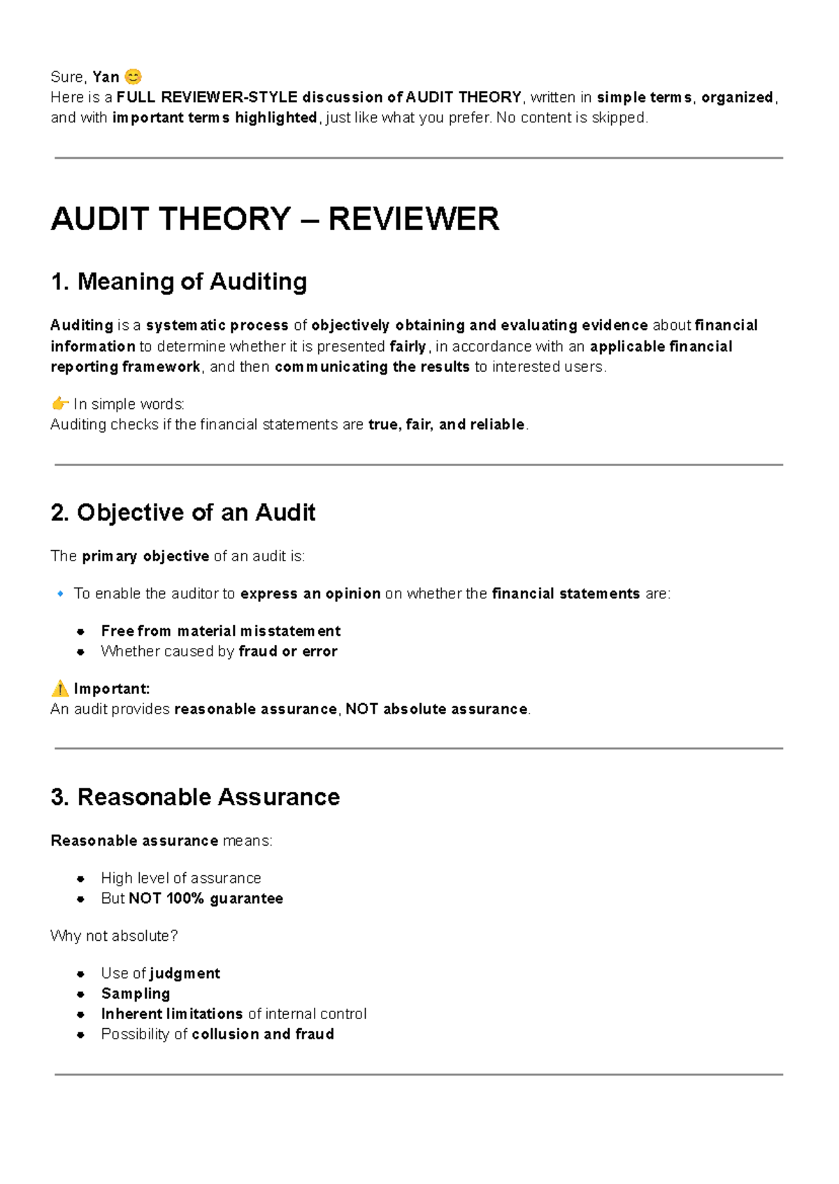 AUDIT 101: Comprehensive Review of Audit Theory Concepts - Studocu