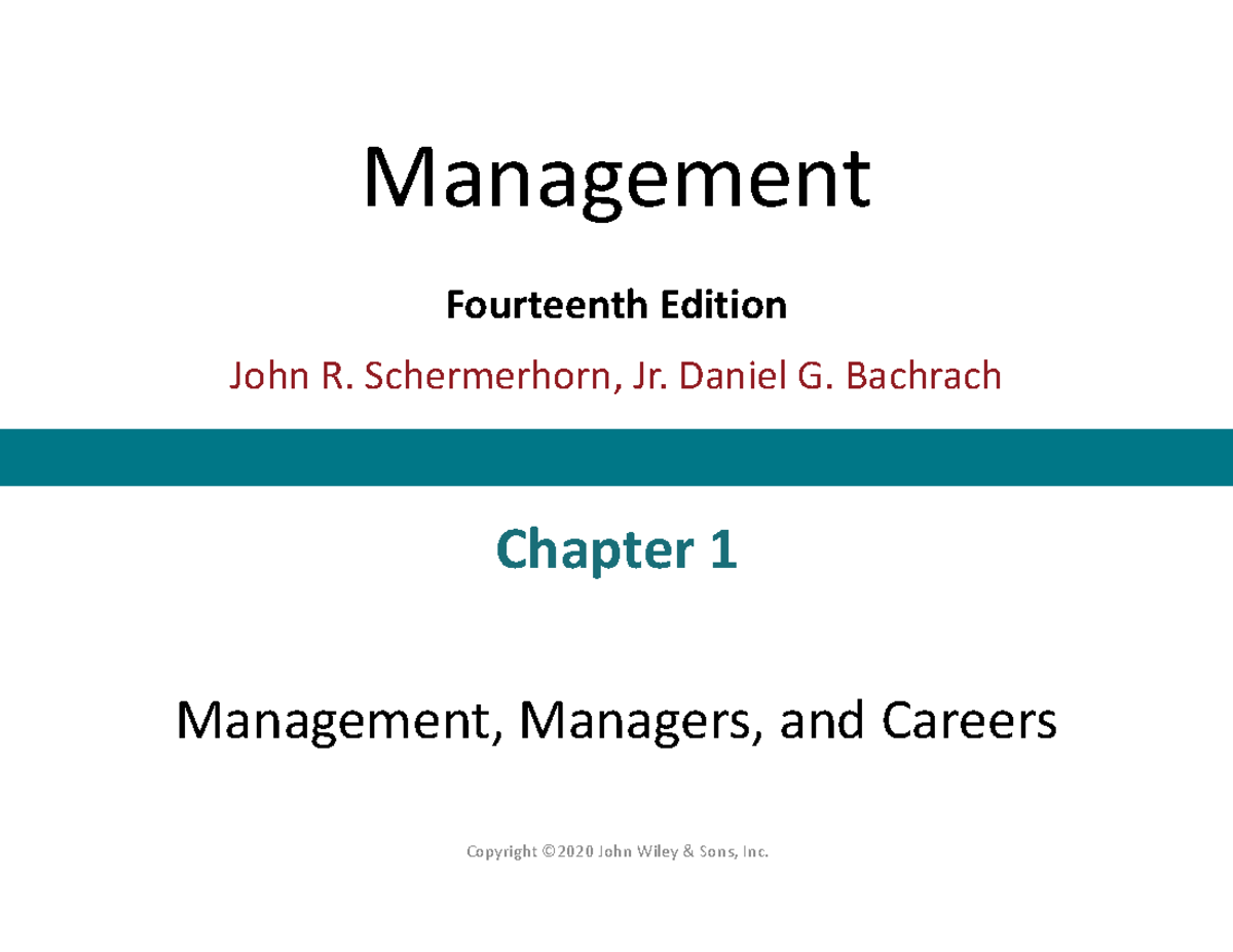 Chapter 1 Overview of Management Concepts - MGT 420 Notes - Studocu
