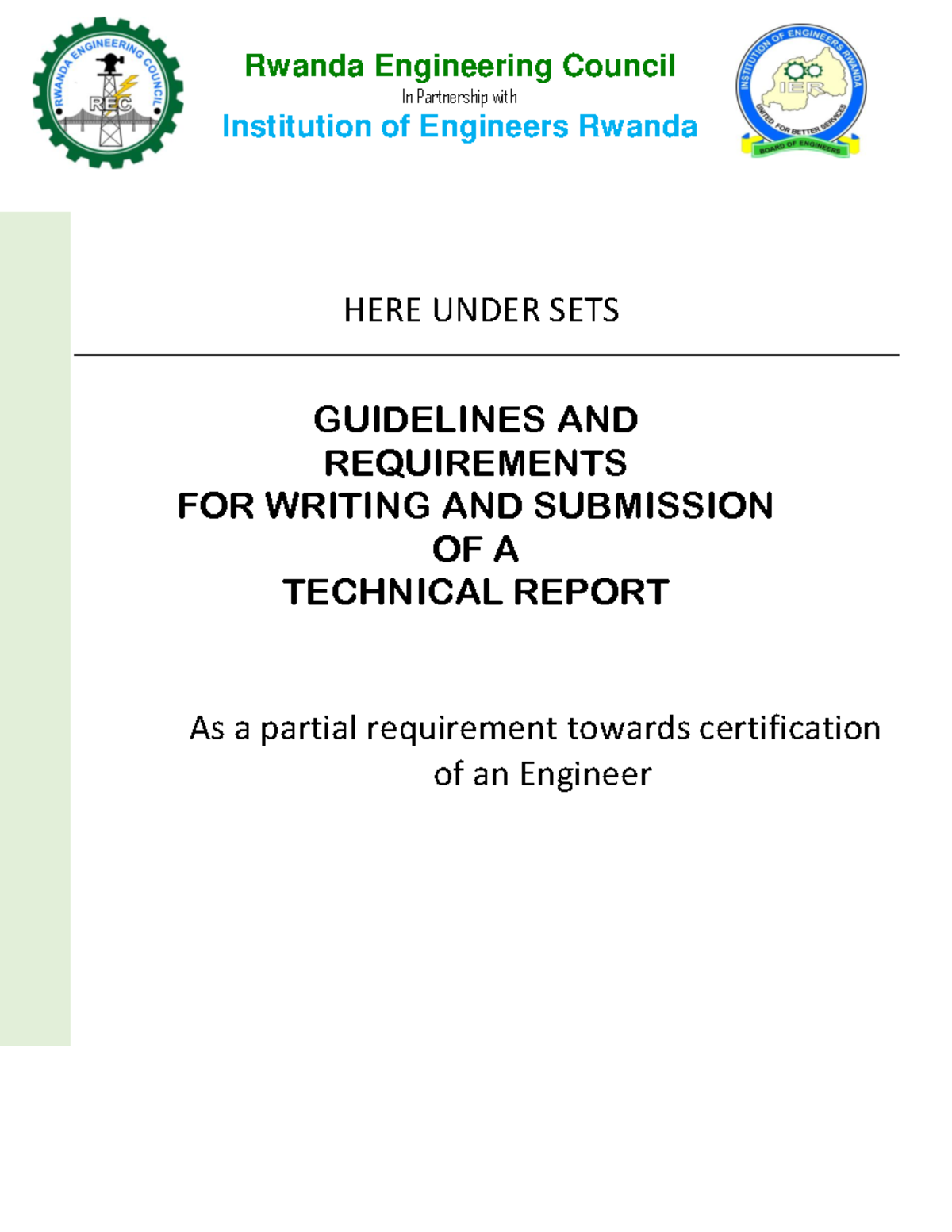 Guidelines for Writing a Technical Report for Certification - Studocu