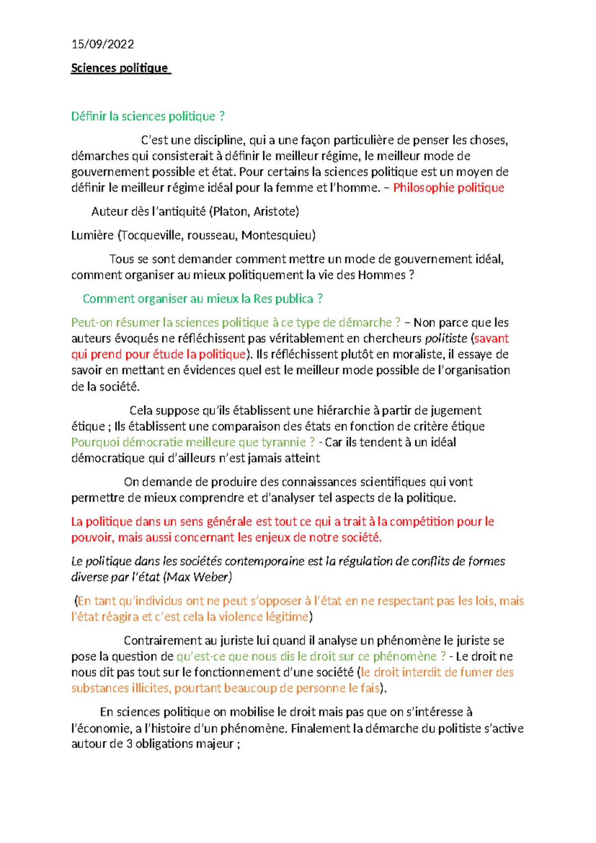 CM - Introduction à la Science Politique : Concepts et Évolutions - Studocu
