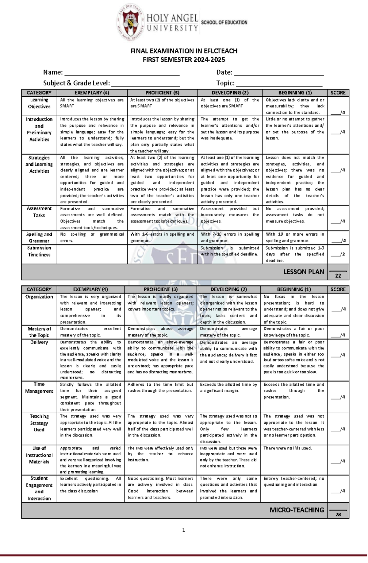 Final+EXAM+IN+ Eflcteach 2024 - 1 FINAL EXAMINATION IN EFLCTEACH FIRST ...