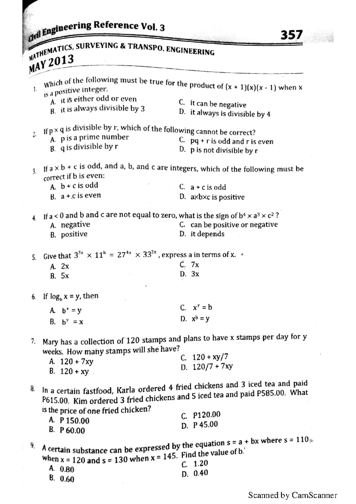 Civil Engineering Reference Vol. 3: Math & Surveying Exam Solutions ...