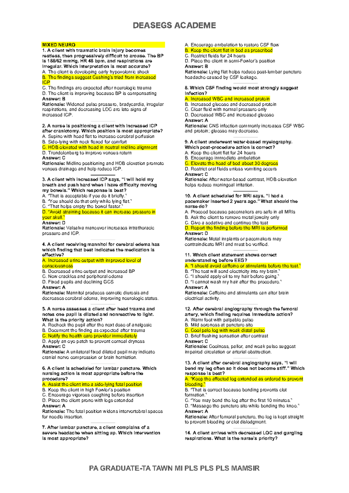 Neuro 1: Key Concepts and Nursing Interventions for Increased ICP and ...