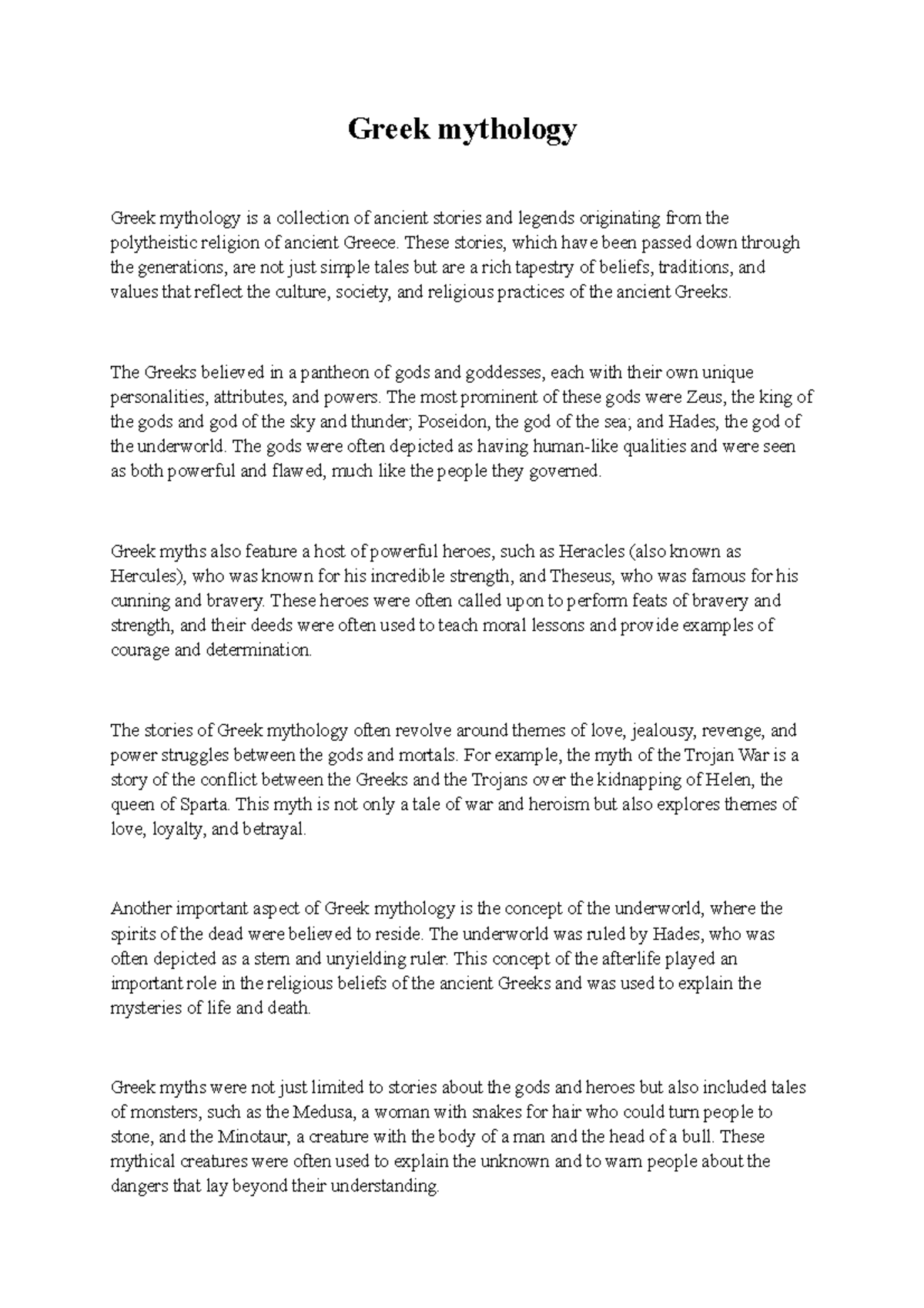 Greek mythology - Greek mythology Greek mythology is a collection of ...