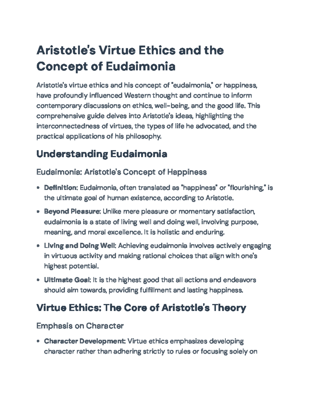 Aristotle's Virtue Ethics and Eudaimonia: A Comprehensive Overview ...