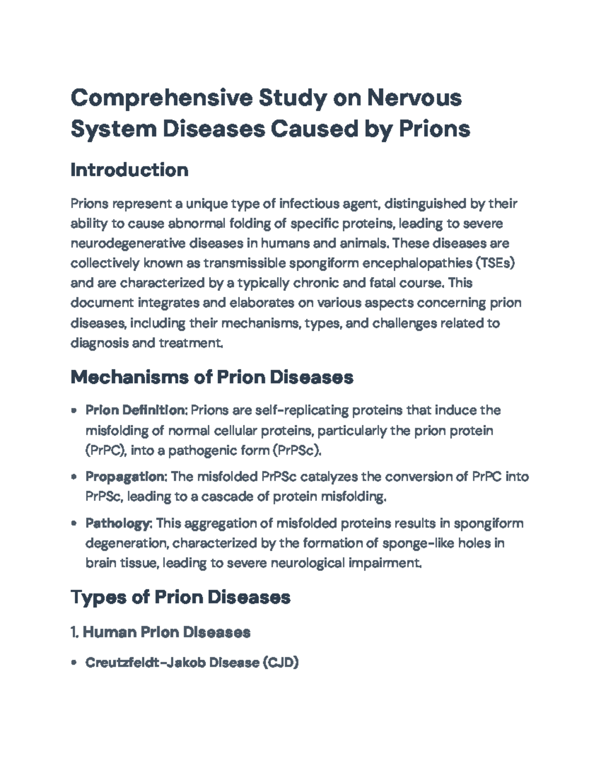 Comprehensive Study on Prion Diseases and Their Neurological Impact ...