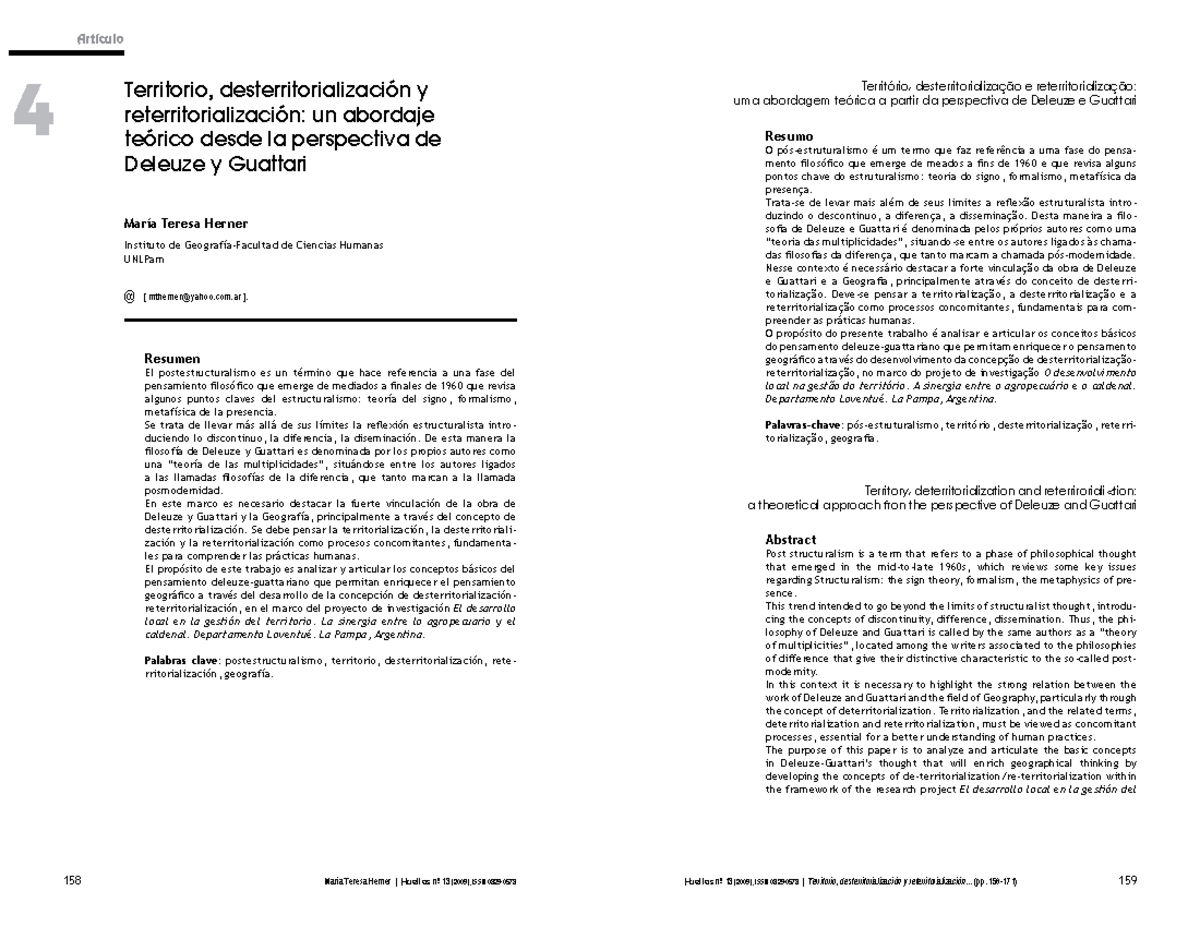 Territorio, Desterritorialización y Reterritorialización: Enfoque ...