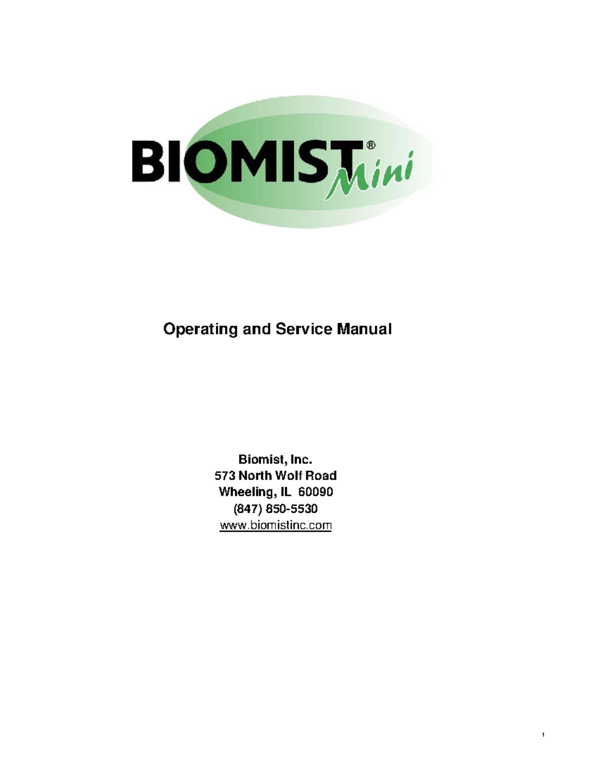 Biomist Mini Sanitizing System Operating Manual - Studocu