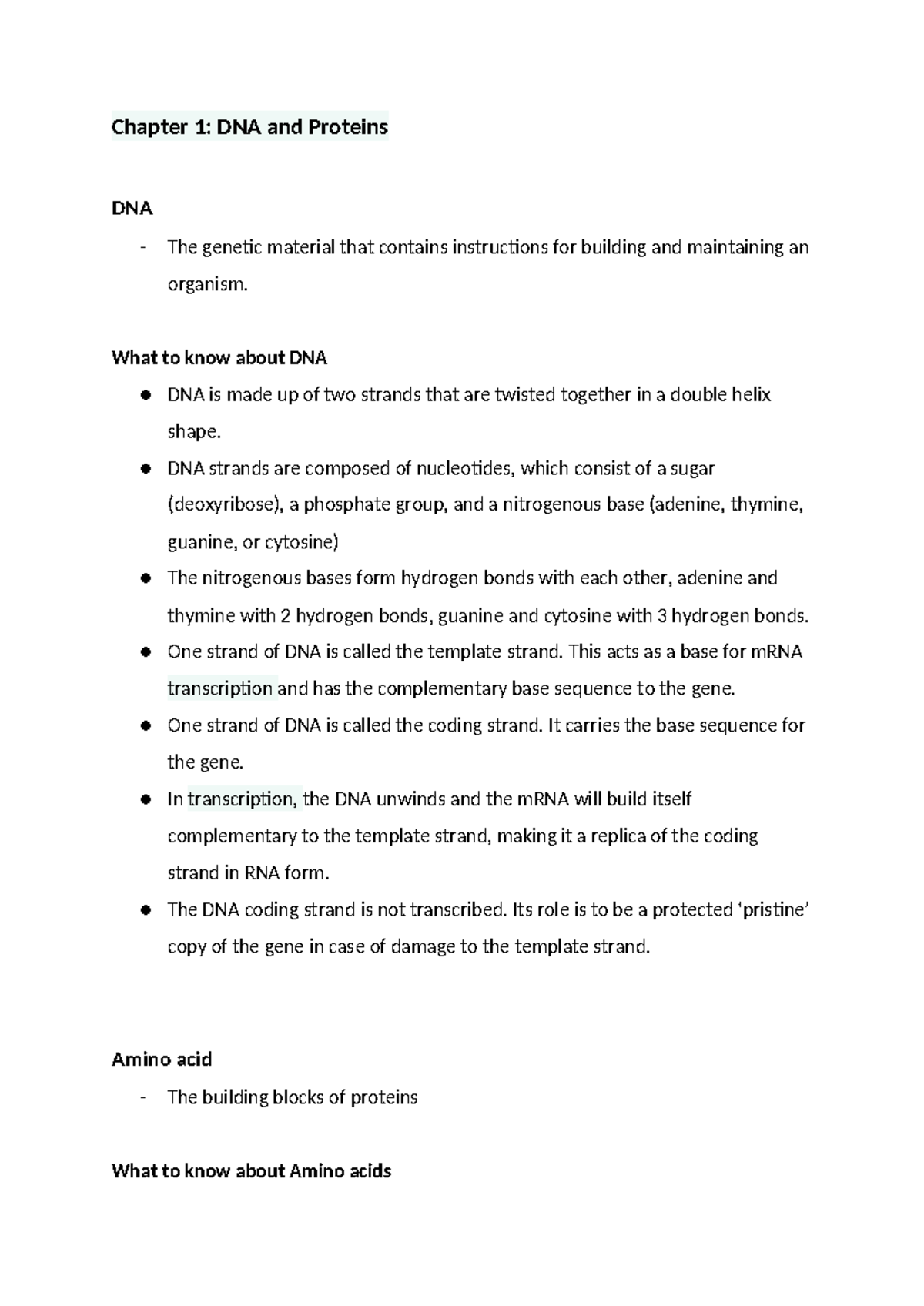 Molecular Biology: Gene Expression (Chapter Notes for BIO101) - Studocu