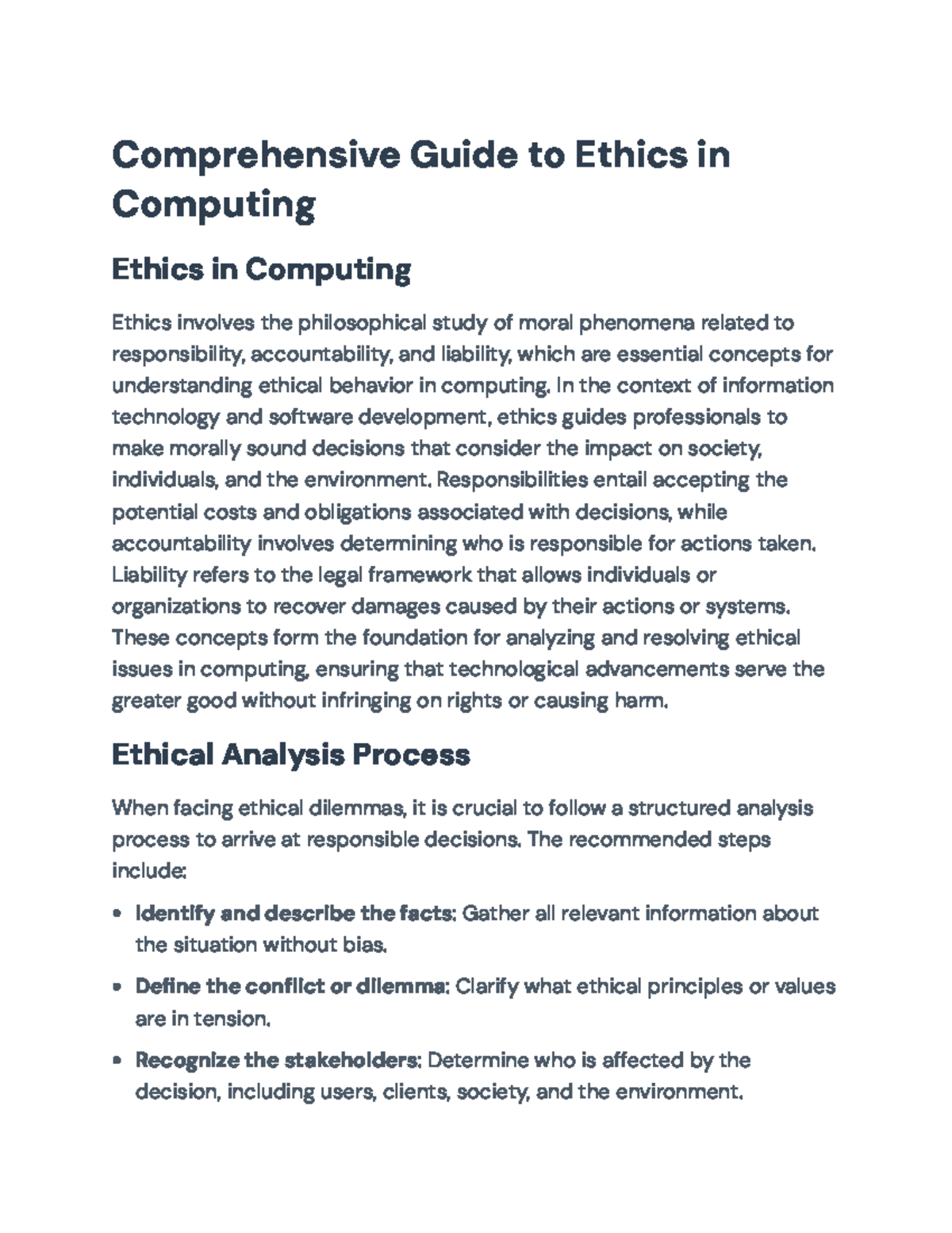 Comprehensive Ethics Guidelines in Computing (CS101) - Studocu