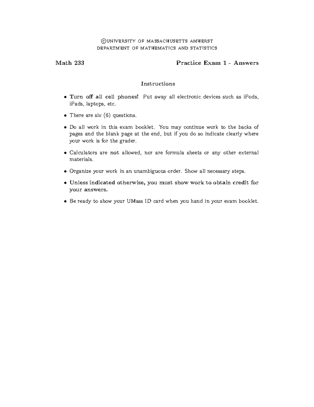 M233 Practice Exam 1 - Answers Review and Solutions - Studocu