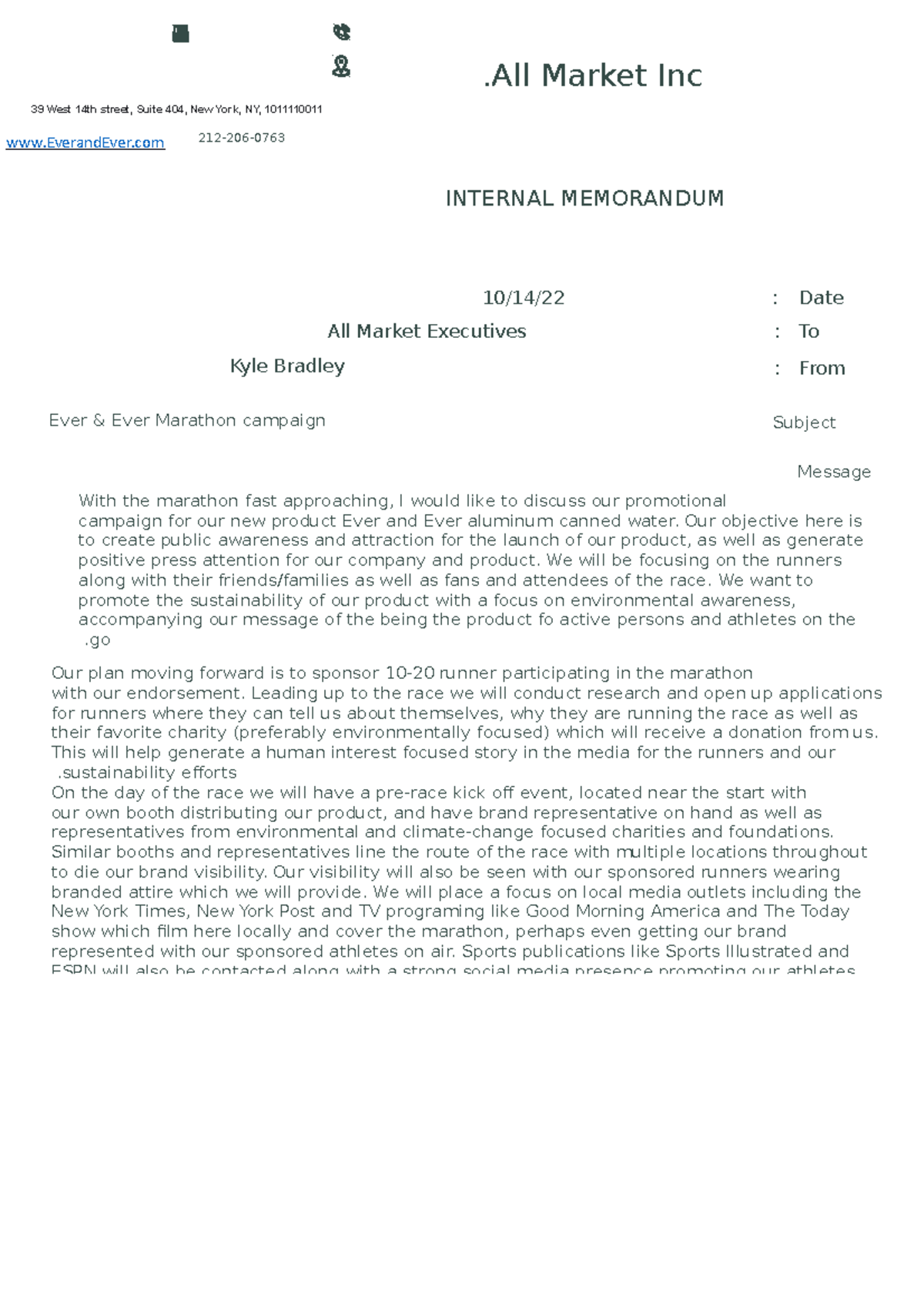 PR writing final memo - Message 39 West 14th street, Suite 404, New ...