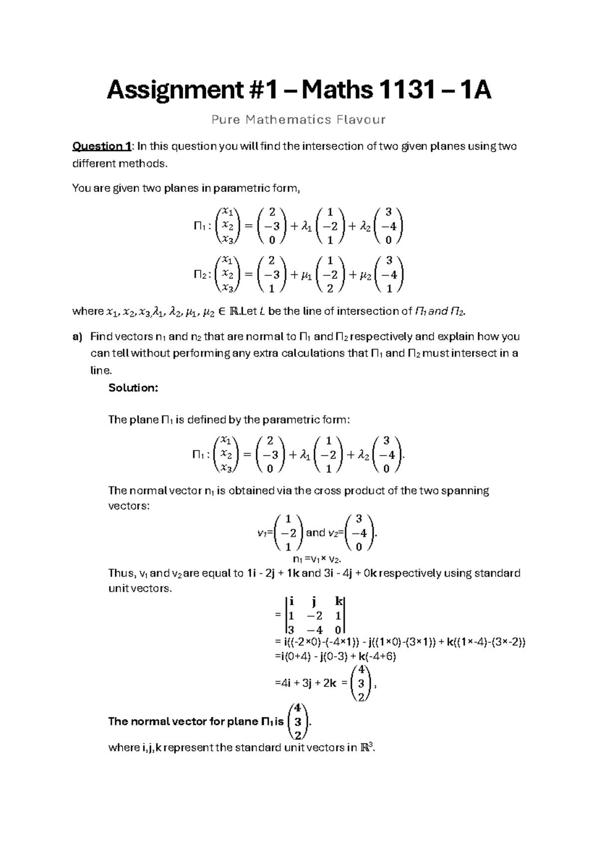 Math 1131-Assignment #1-Pure Mathematics - Assignment #1 – Maths 1131 ...