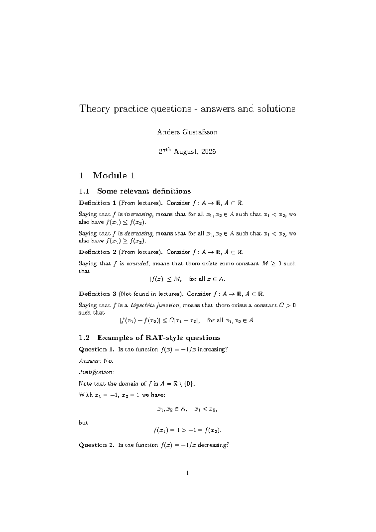 RAT 101: Theory Practice Questions & Solutions - Studocu