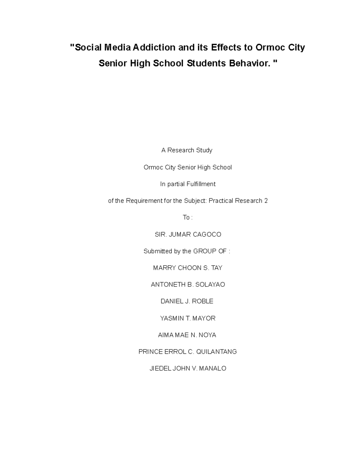 The Effects of Social Media Addiction on Senior High School Students ...