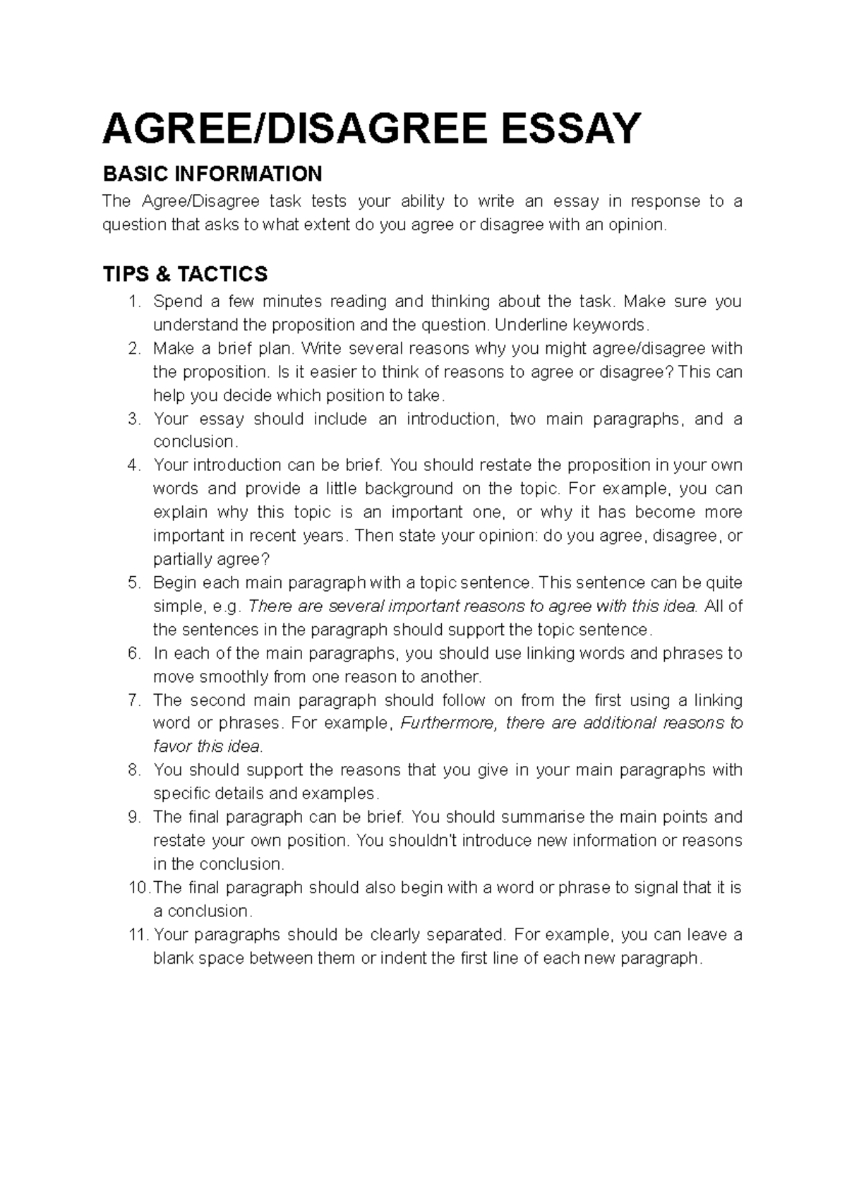 ESSAY WRITING STRATEGIES: AGREE/DISAGREE - Đề thi - Studocu
