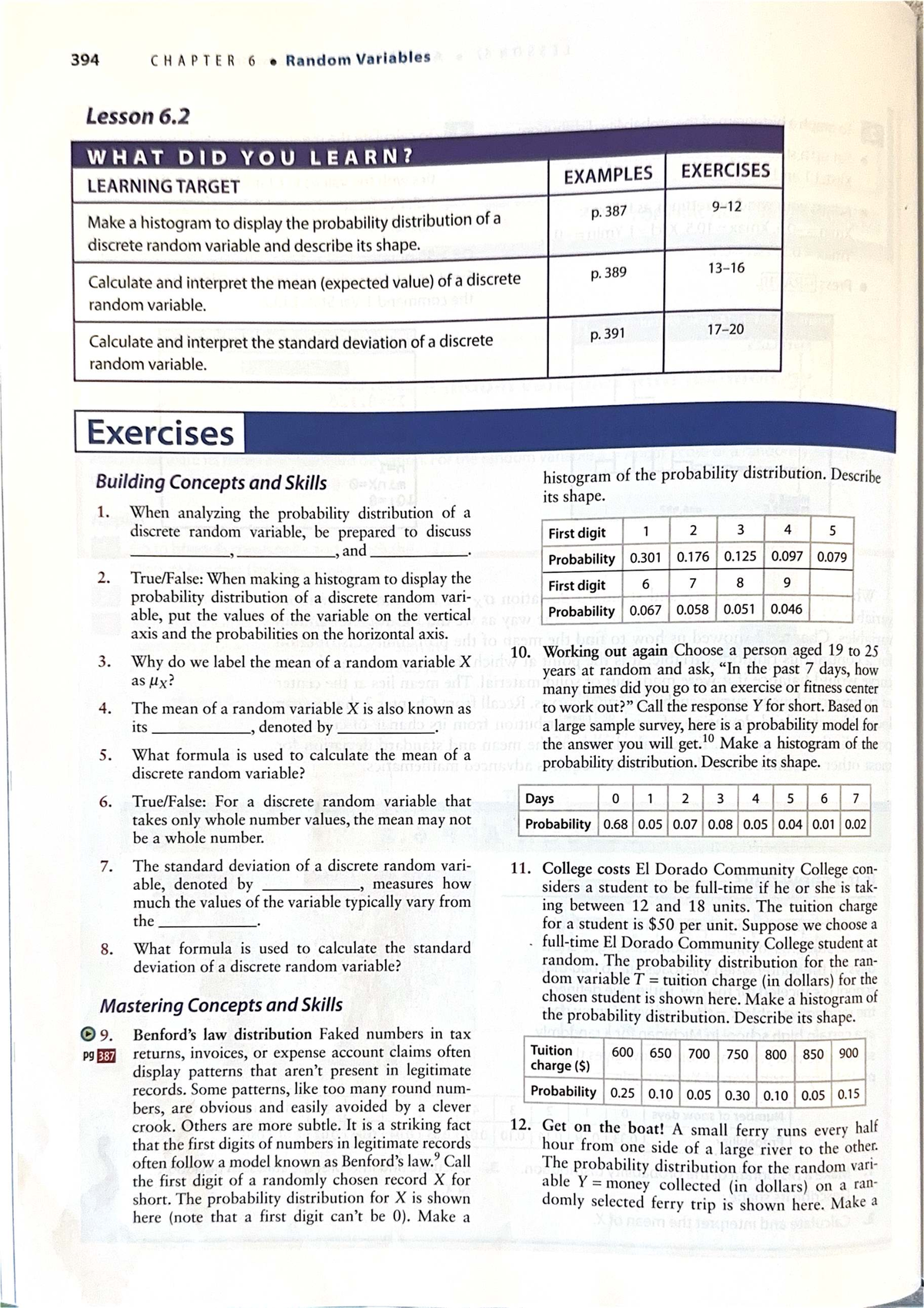 394 CHAPTER 6: Analyzing Discrete Random Variables - Lesson 6.2 ...