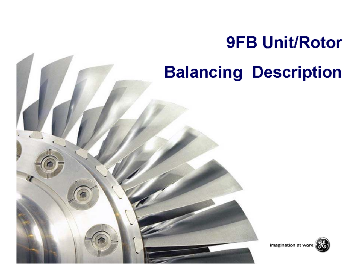 9FB Gas Turbine Balancing Process and Equipment Overview - Studocu