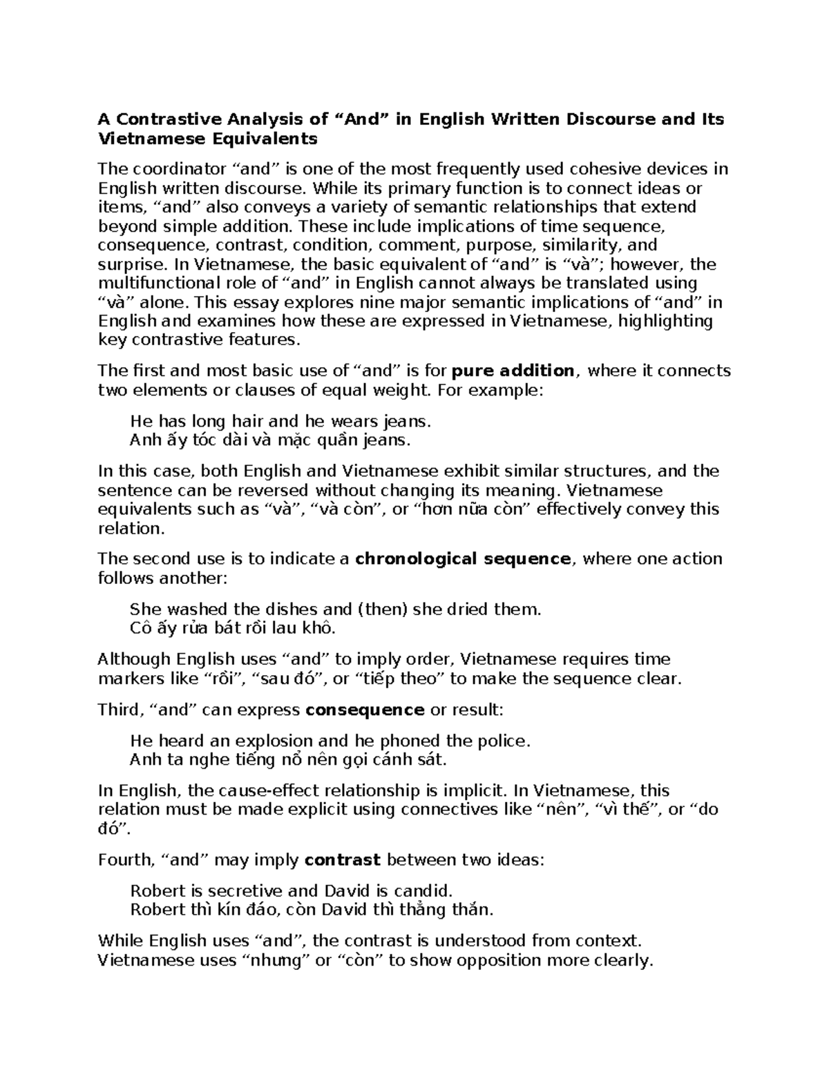 A Contrastive Analysis of Cohesive Devices in English and Vietnamese ...