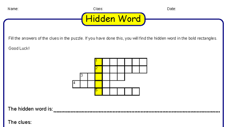 Quiz Cross Word - Hidden Word Puzzle - Studocu