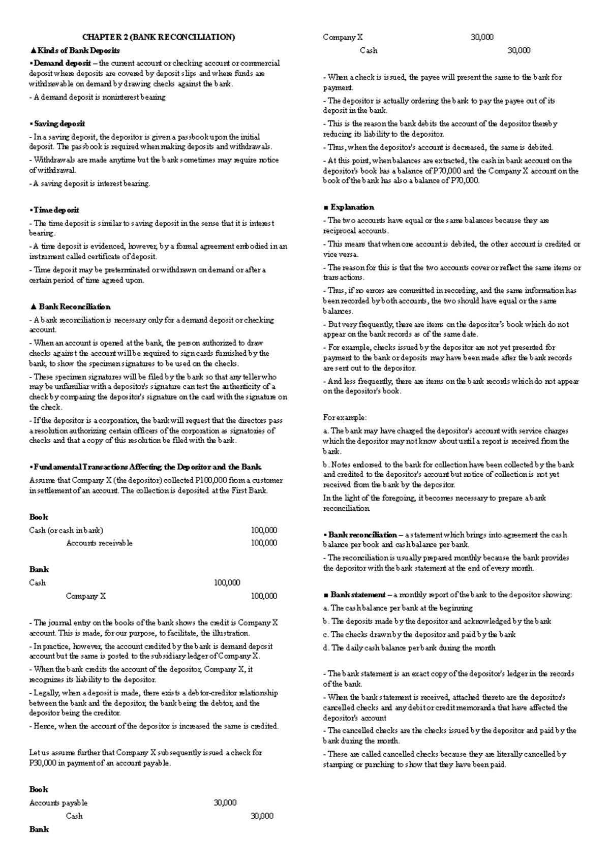 Int Acc Chapter 2 - Understanding Bank Reconciliation Methods - Studocu