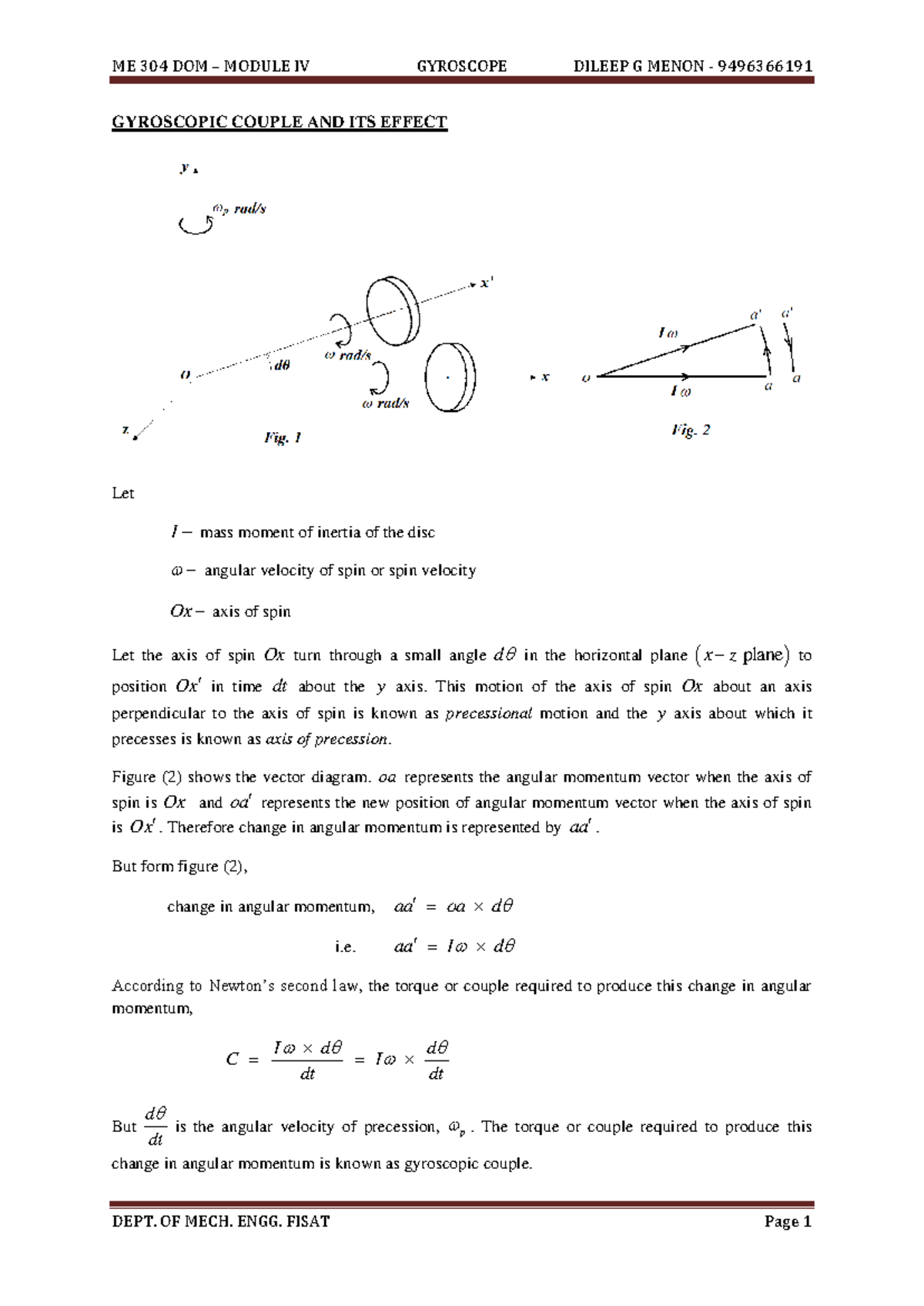 Gyroscopic Effects in Mechanics: Analysis and Applications in Aviation ...