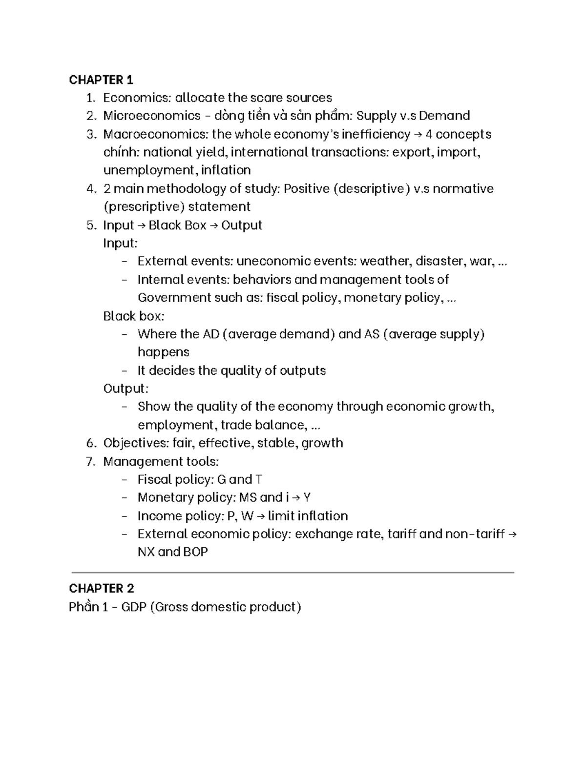 Macroeconomics: Chapter 1 & 2 Overview and Key Concepts - Studocu