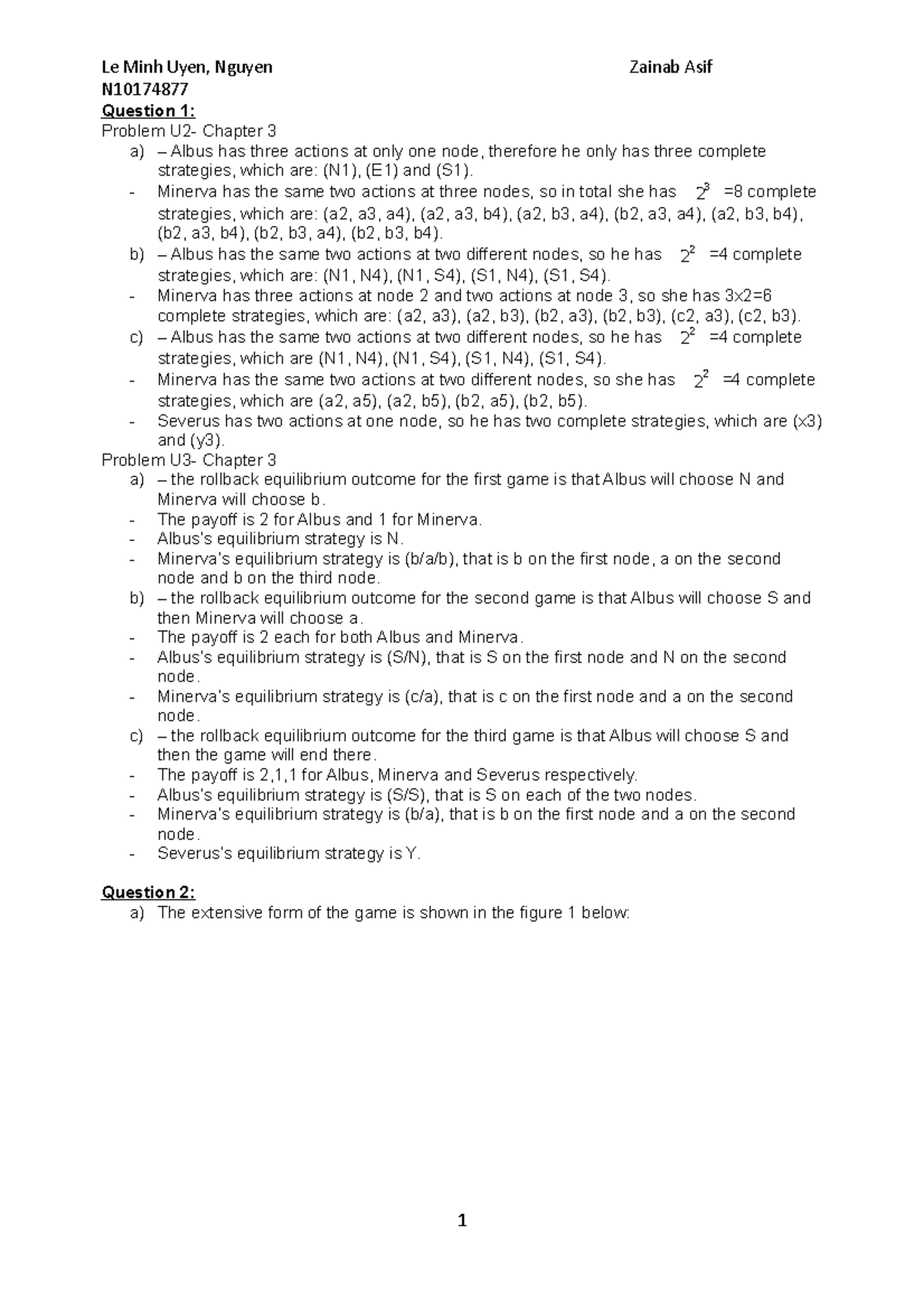 Game Theory Assignment 1: Strategies & Equilibriums Analysis - Studocu