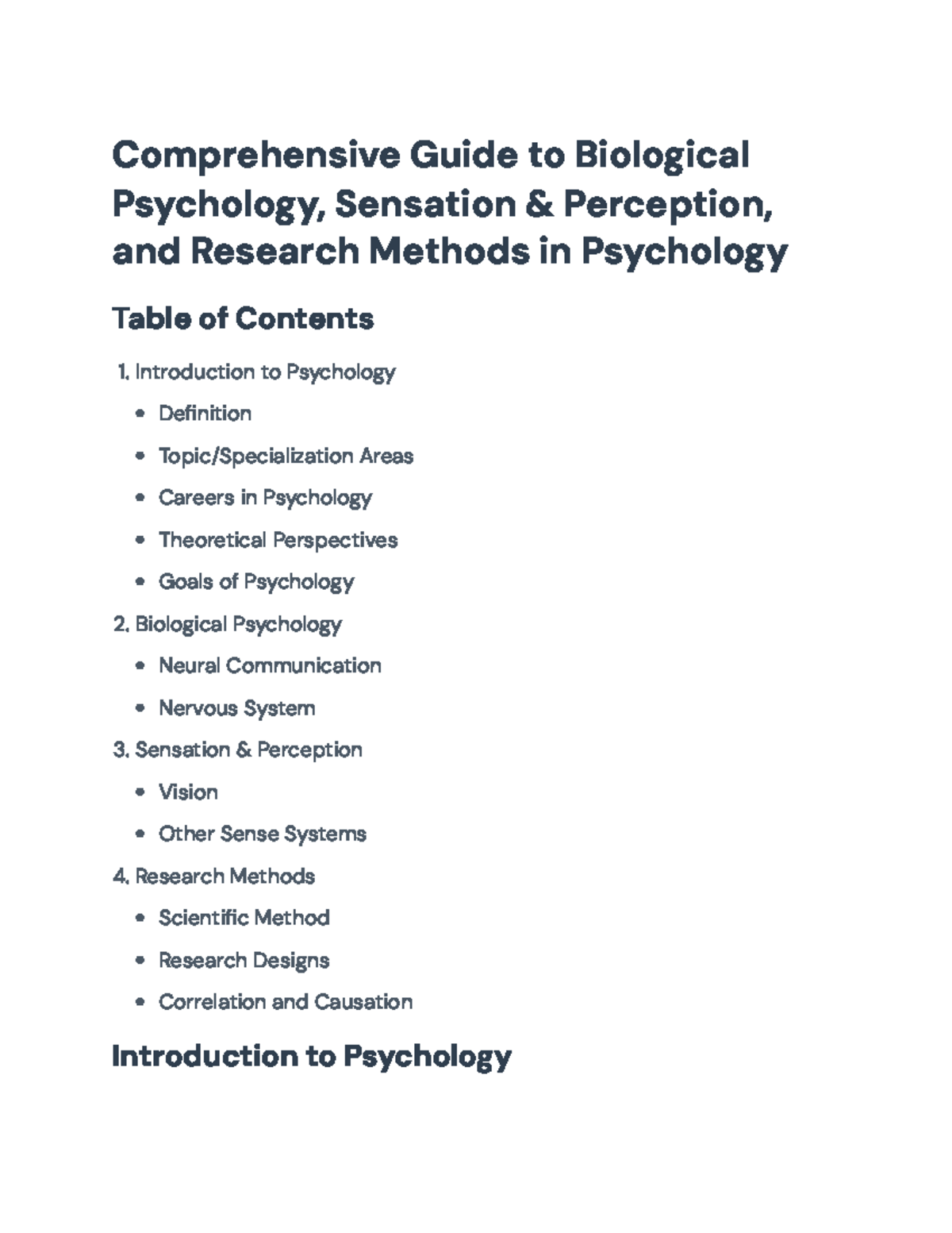 Comprehensive Study Guide: Biological Psychology & Research Methods ...