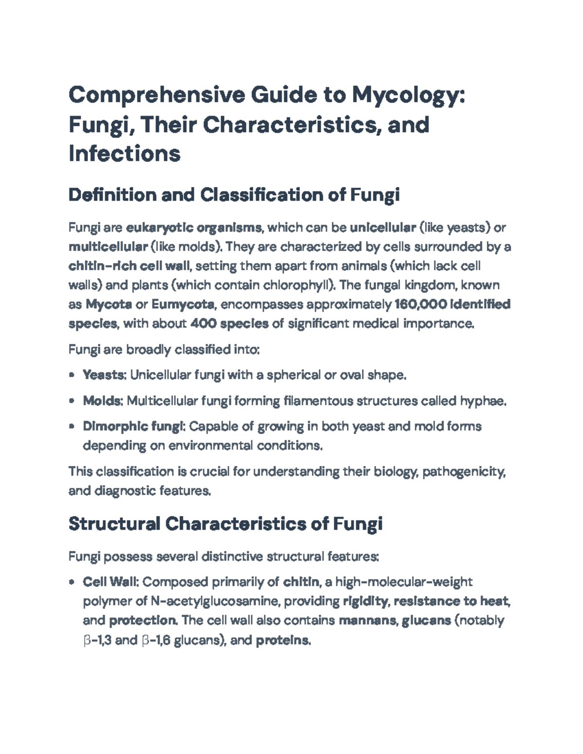 Comprehensive Mycology Overview: Fungi, Their Traits, and Infections ...