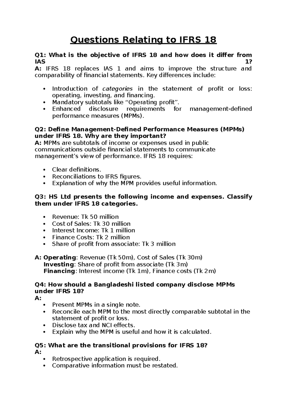 IFRS 18 Study Guide: Key Questions and Answers on Financial Reporting ...