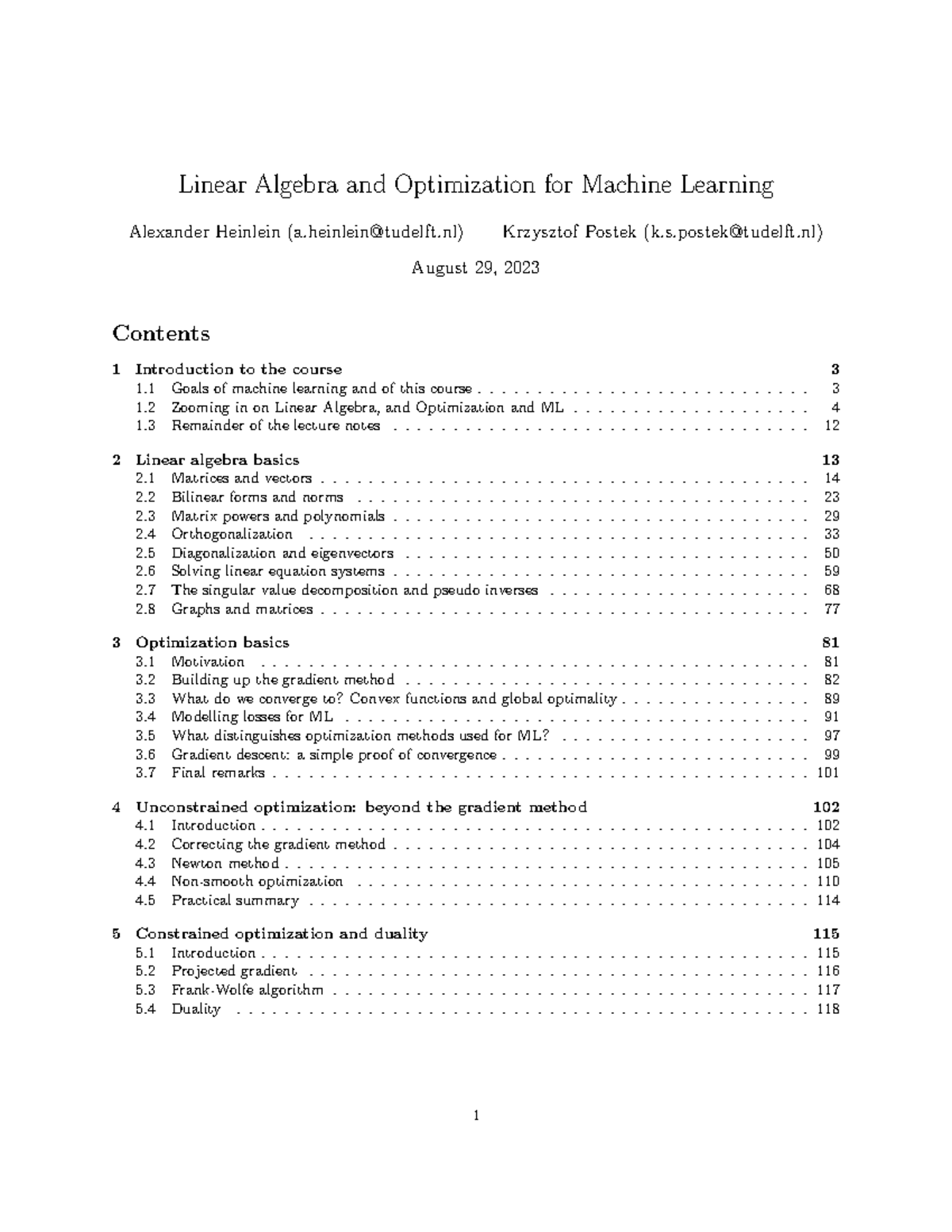 Linear Algebra and Optimization for Machine Learning (CS-ML 2022-2023 ...