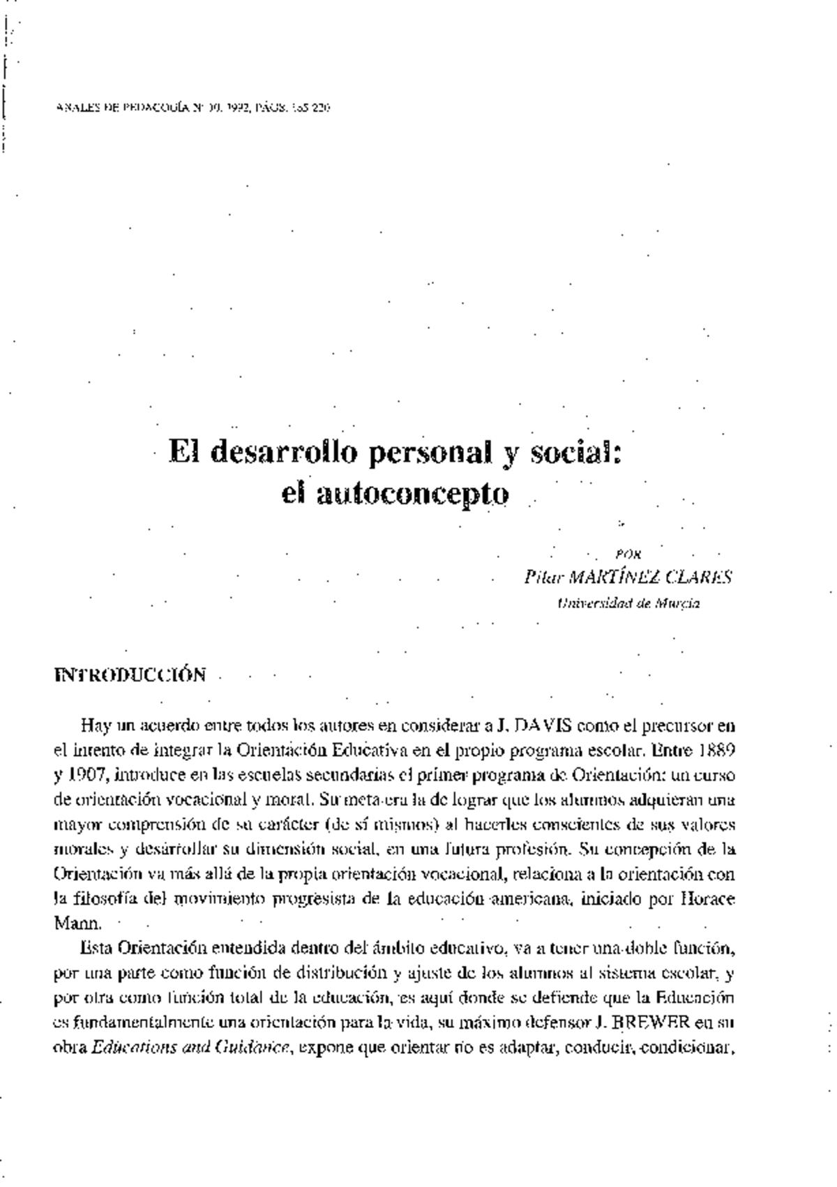 Desarrollo Personal y Social: Autoconcepto y Educación (EDU101) - Document Preview