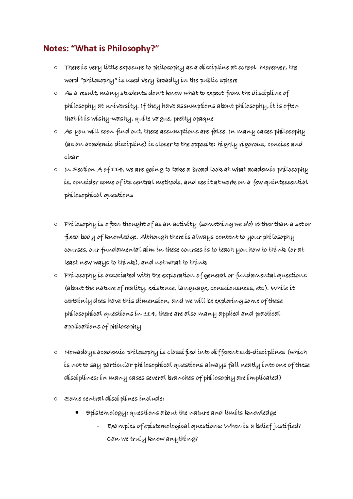 PHIL 114: Notes on Understanding Philosophy and Its Methods - Studocu