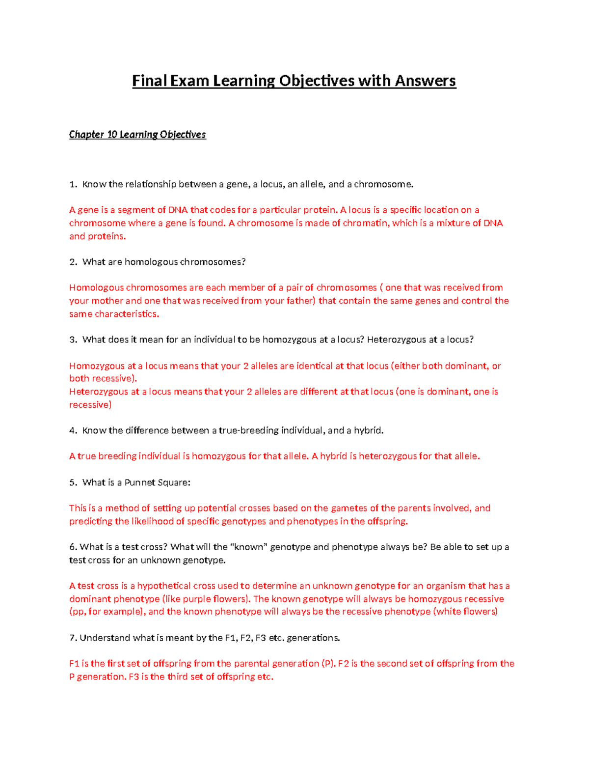 Final Exam Study Guide for Genetics and Evolution - BIO 101 - Final ...
