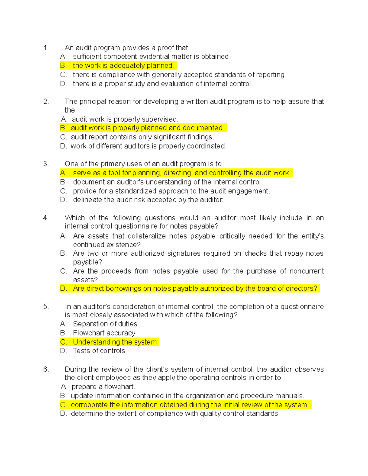 Auditing Theory Comprehensive Review Notes for Exam 7 - Studocu