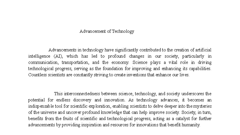 Reflection 2: The Impact of Technology on Society and Science - Studocu