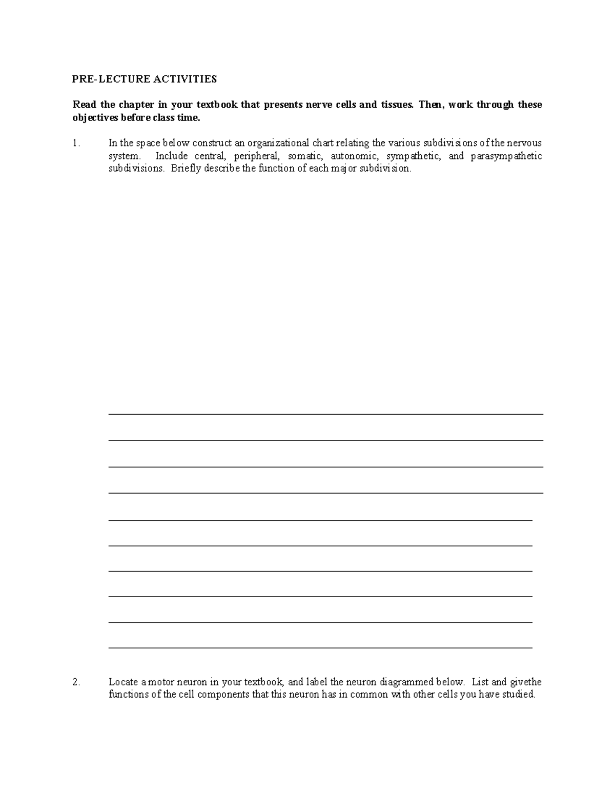 Nervous System Structure & Function: Study Guide for Biol 101 - Studocu