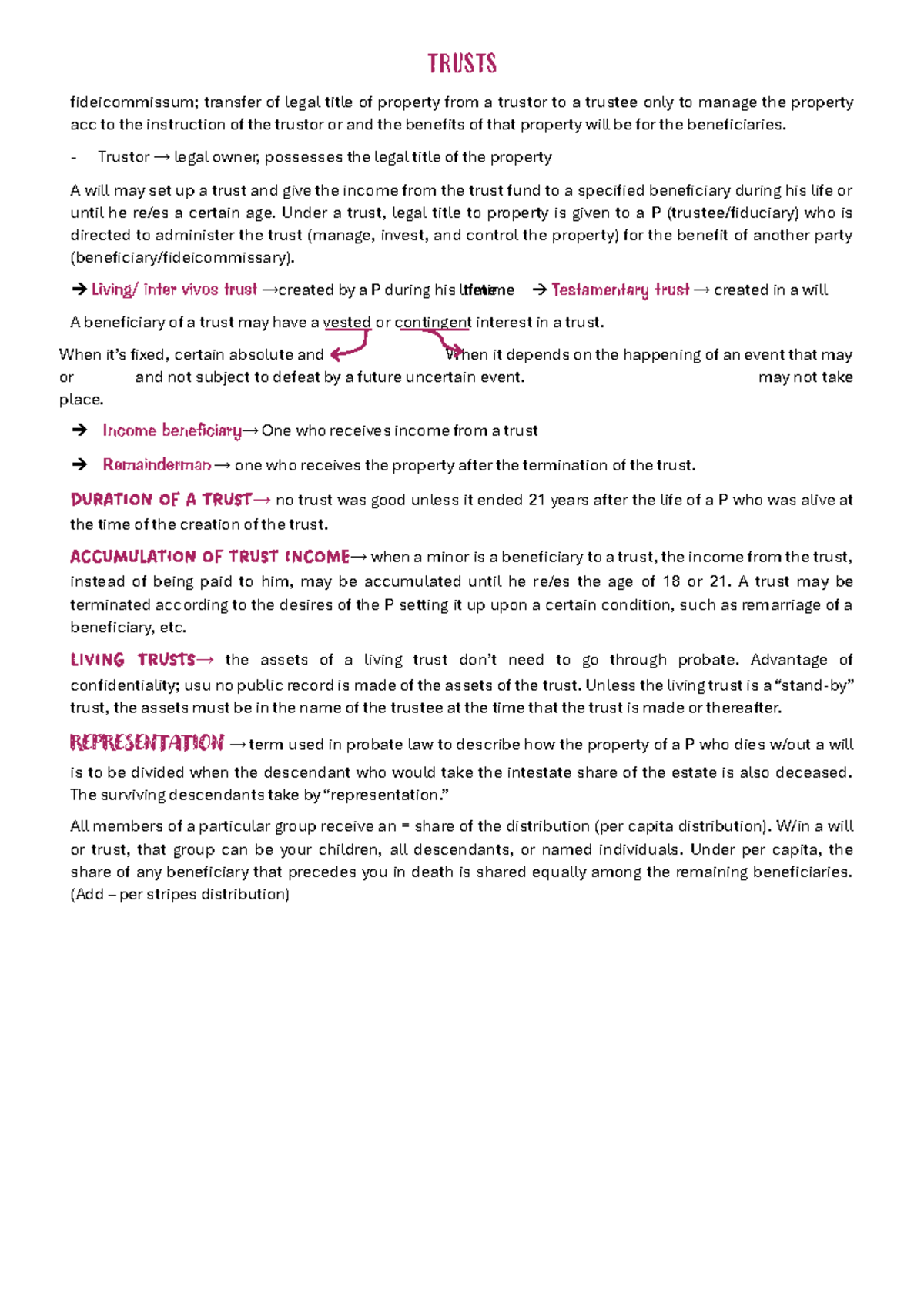 TRUSTS & CONTRACTS: Legal Principles and Applications (LAW 101) - Studocu