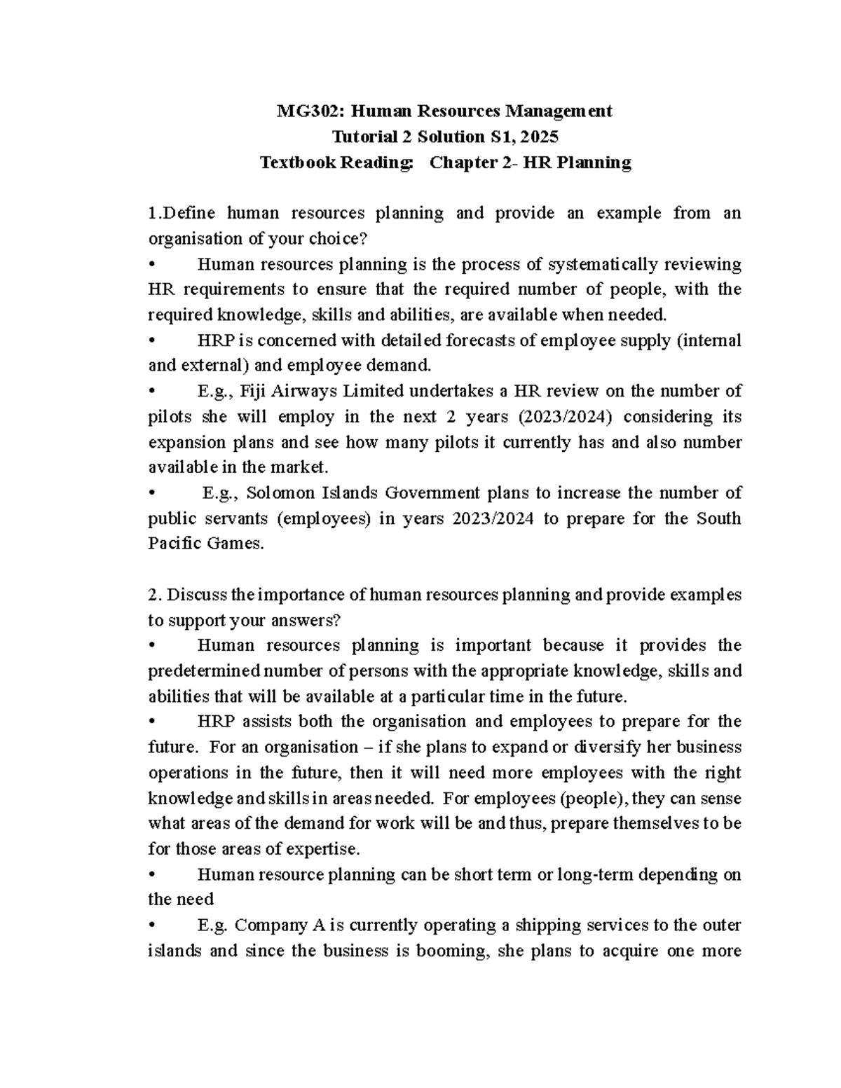 MG302: Human Resources Management Tutorial 2 Summary & Solutions S1 ...