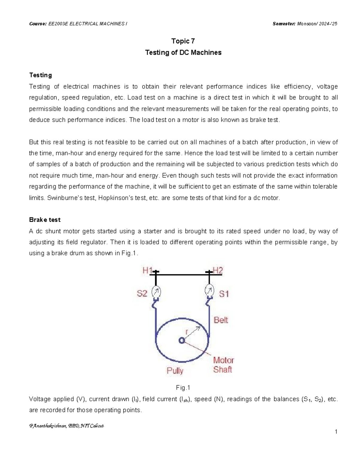 Testing of DC Machines: Load Tests, Swinburne’s Test & Loss Separation ...