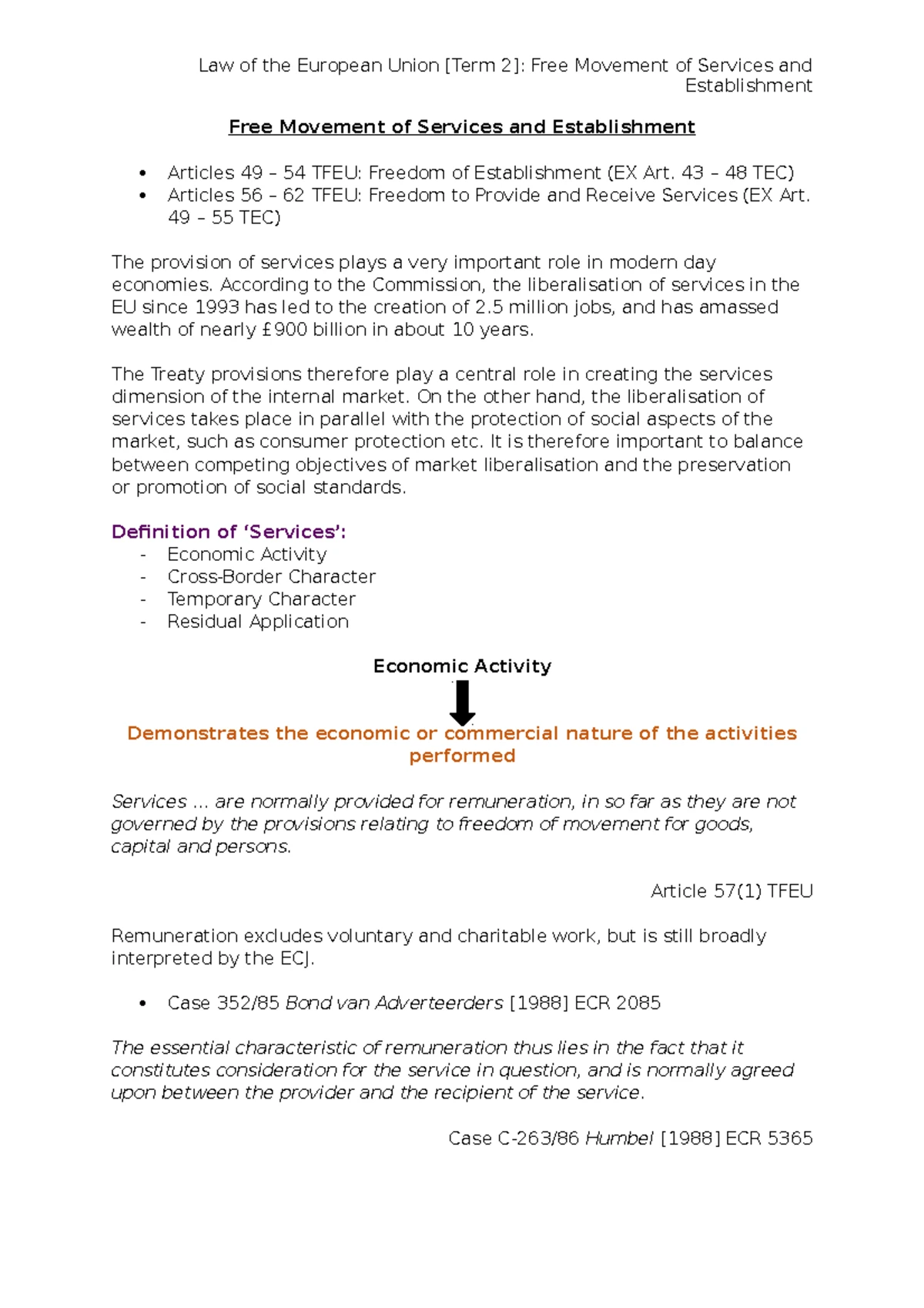 Lecture 8 - Free Movement of Services and Freedom of Establishment ...